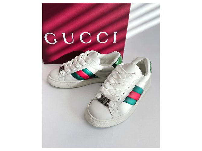 Gucci Sneakers in pelle Ace Web Bianco - vista 6