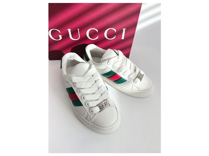 Gucci Sneakers in pelle Ace Web Bianco - vista 7