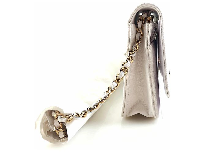 Chanel Borsa a tracolla con catena caviar classica Bianco - vista 2