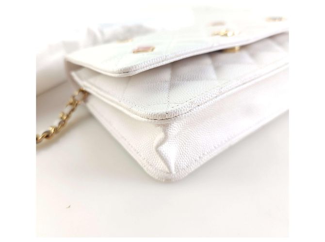 Chanel Borsa a tracolla con catena caviar classica Bianco - vista 4