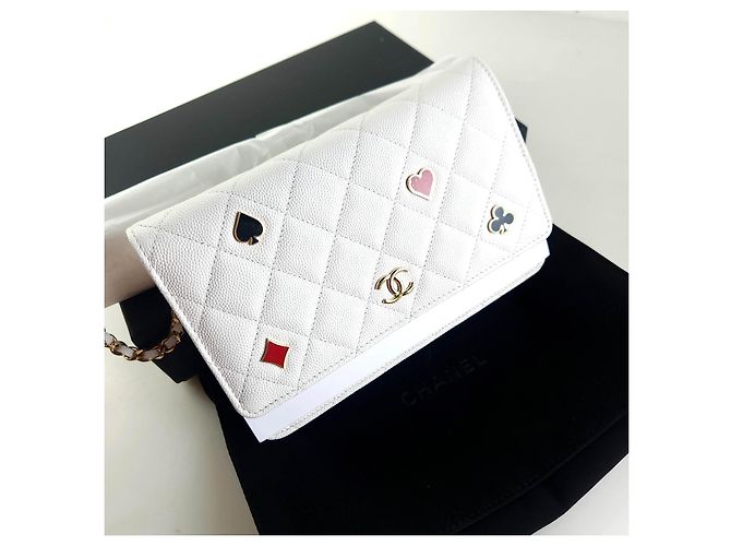 Chanel Borsa a tracolla con catena caviar classica Bianco - vista 7