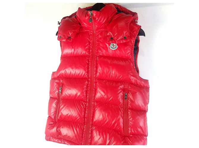 Moncler Chaleco de plumas con capucha Worms Roja - vista 2