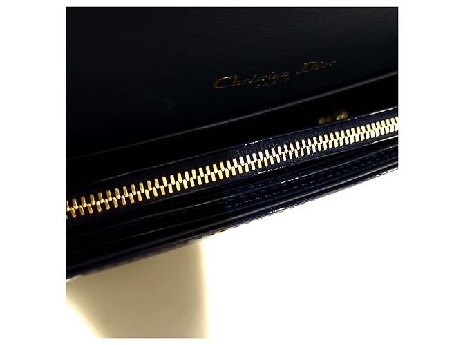 Dior Pochette a tracolla in vernice Cannage Lady con catena Nero - vista 5