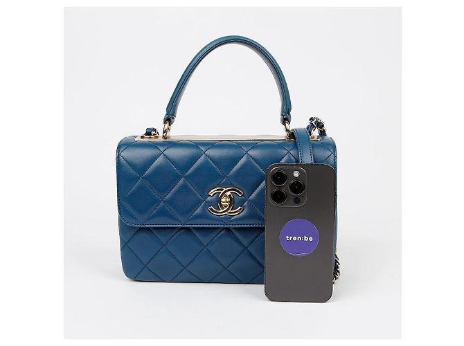 Trendy CC Chanel Borsa a spalla piccola CC alla moda con manico superiore Blu - vista 13