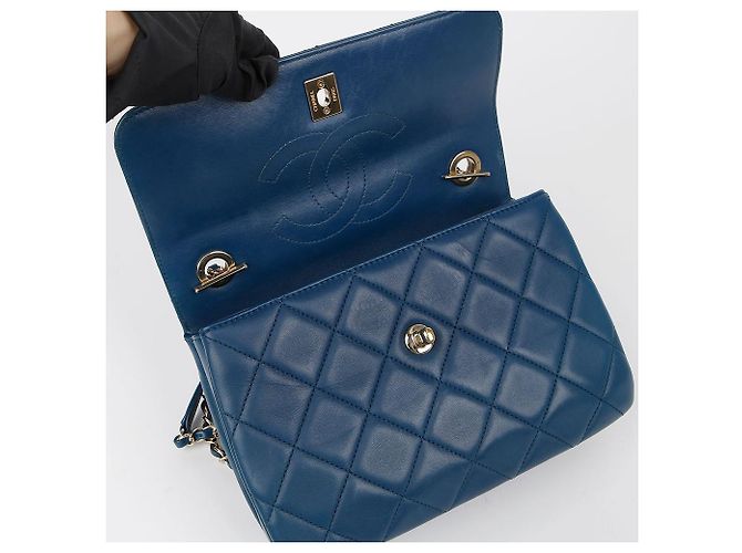 Trendy CC Chanel Borsa a spalla piccola CC alla moda con manico superiore Blu - vista 14