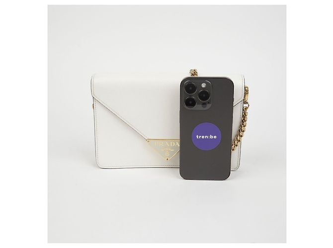 Saffiano Prada Borsa a tracolla con catena e logo triangolare - vista 7