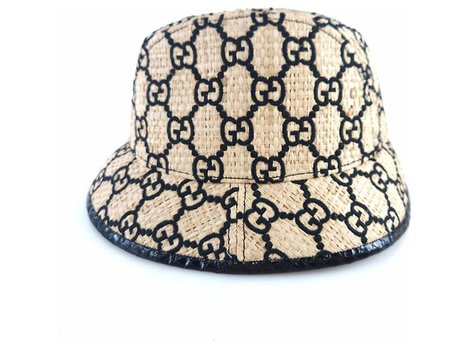 Gucci Cappello bucket in rafia GG - vista 2