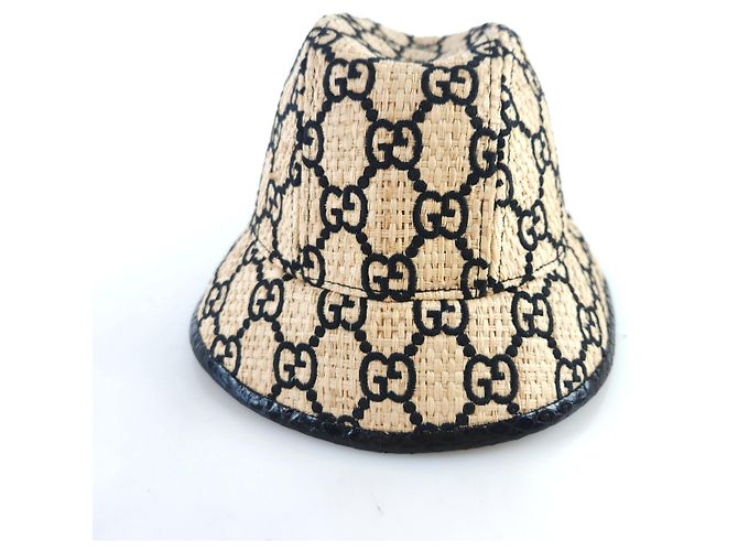 Gucci Cappello bucket in rafia GG - vista 3