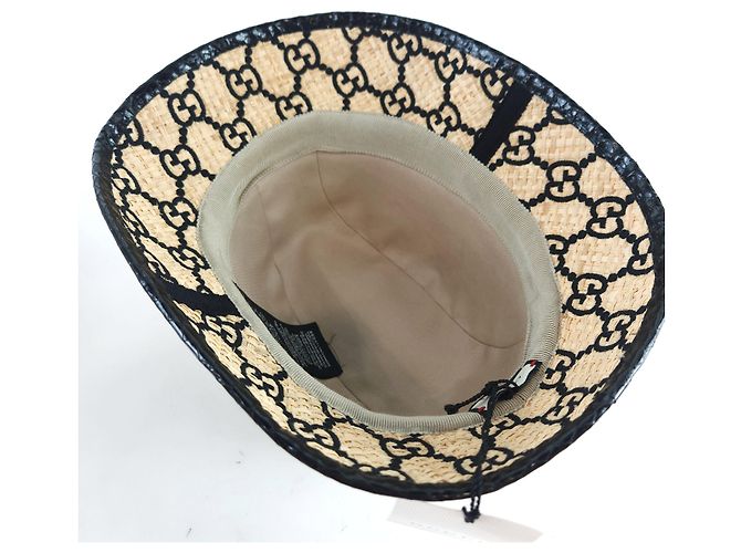 Gucci Cappello bucket in rafia GG - vista 4