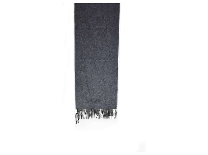 Saint Laurent Bufanda de cachemira bordada Castaño - vista 2