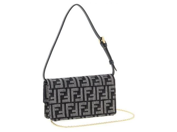 Fendi Wallet On Chain Stoff FF-Effekt Blau - Ansicht 4