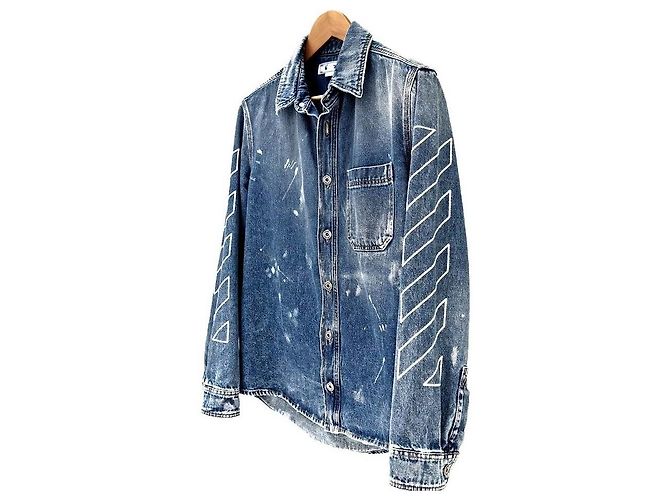 Off White Diag Denimjacke Blau - Ansicht 2