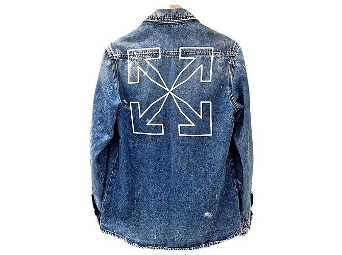 Off White Diag Denimjacke Blau - Ansicht 3