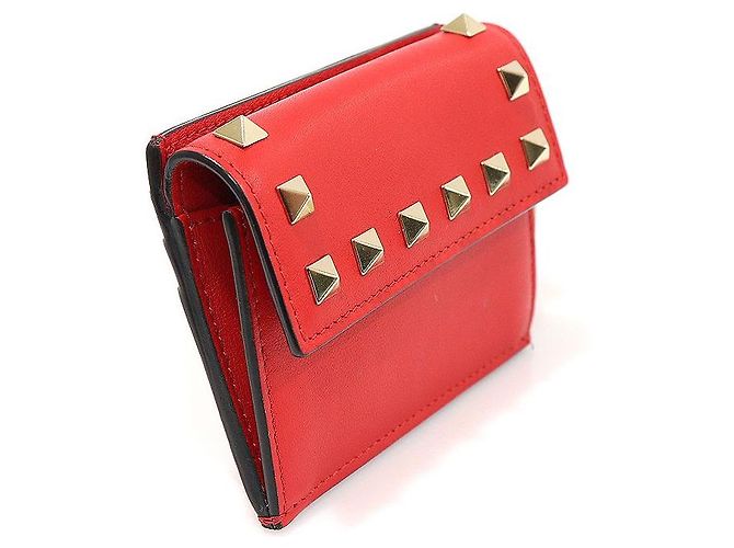 Valentino Tarjetero de piel de ternera roja Rockstud - vista 2