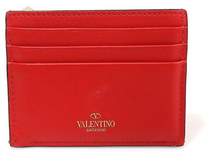 Valentino Tarjetero de piel de ternera roja Rockstud - vista 3