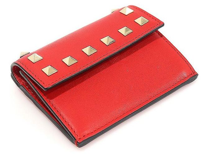Valentino Tarjetero de piel de ternera roja Rockstud - vista 4