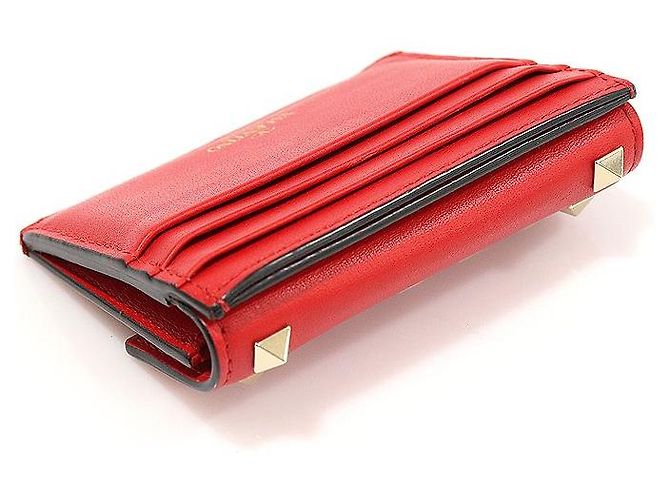Valentino Tarjetero de piel de ternera roja Rockstud - vista 5