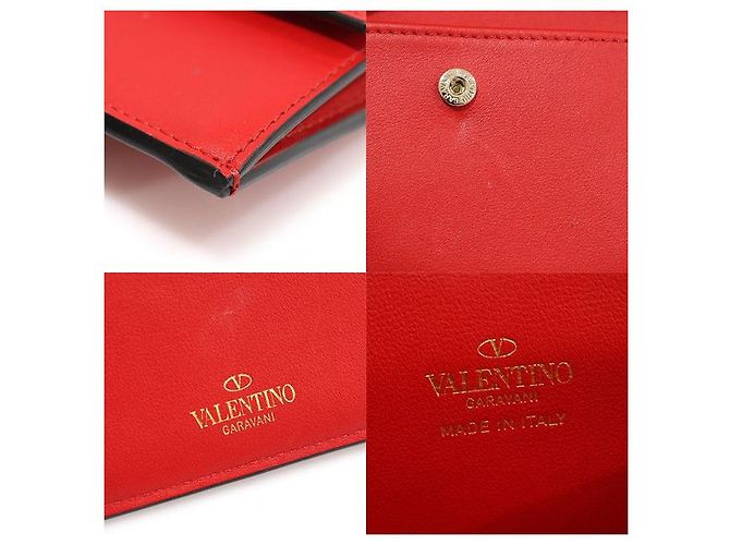 Valentino Tarjetero de piel de ternera roja Rockstud - vista 7