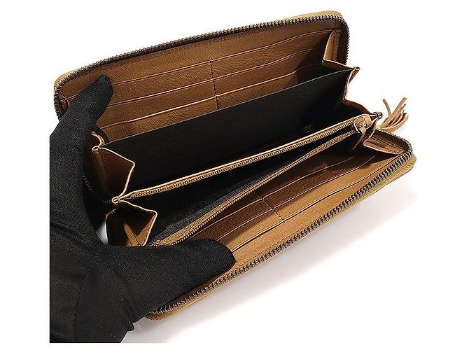 Bamboo Gucci Rania Zip Langbörse aus Bambus mit GG-Logo-Jacquard und WEB-Tassel Braun - Ansicht 5