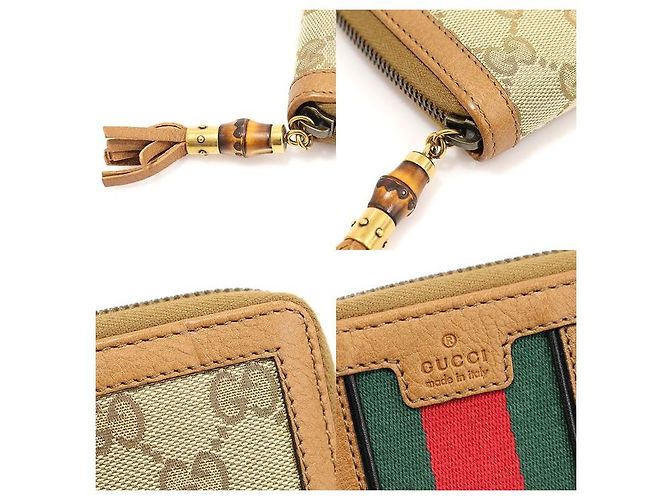 Bamboo Gucci Rania Zip Langbörse aus Bambus mit GG-Logo-Jacquard und WEB-Tassel Braun - Ansicht 7
