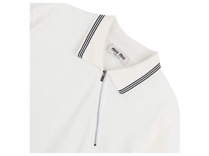 Miu Miu Polo de Piqué de Algodón con Cremallera Blanco - vista 5