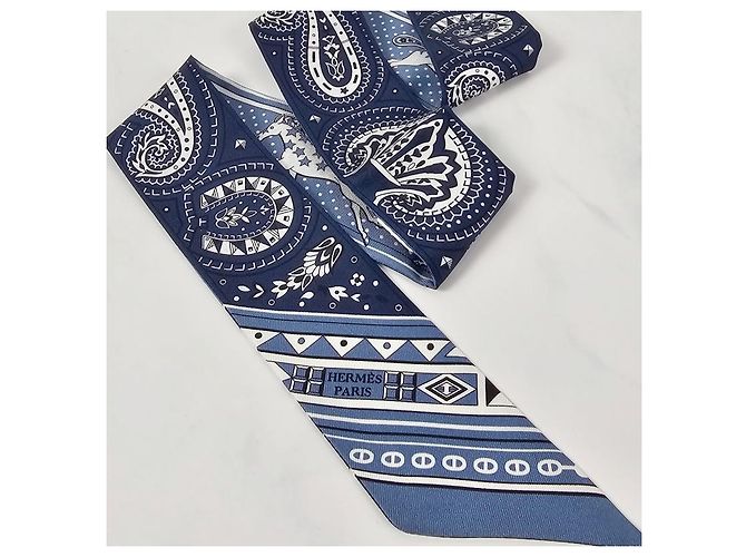 Hermès Twilly Seidentuch Blau - Ansicht 12