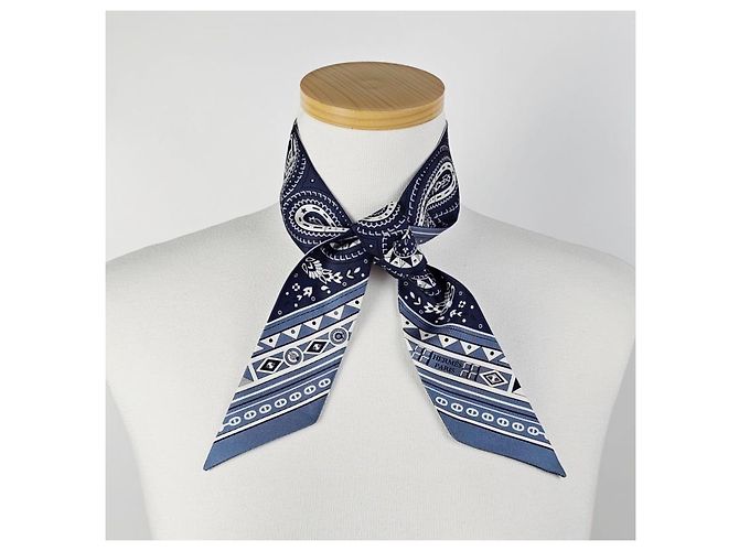 Hermès Twilly Seidentuch Blau - Ansicht 14