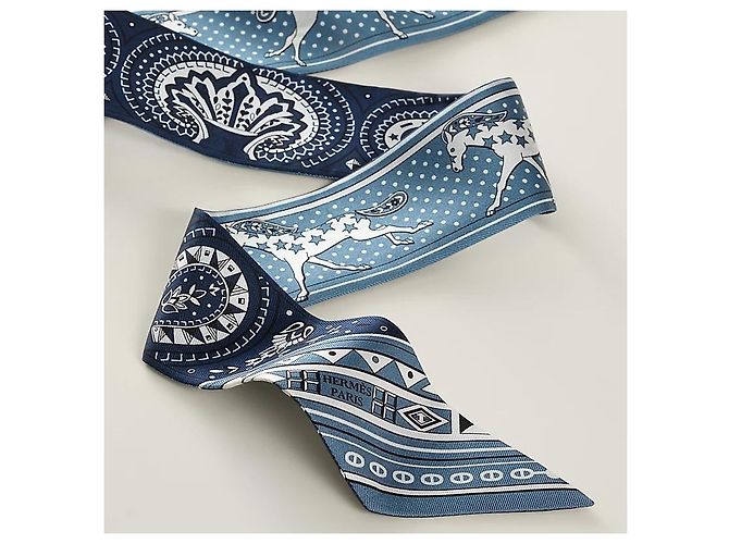 Hermès Twilly Seidentuch Blau - Ansicht 4