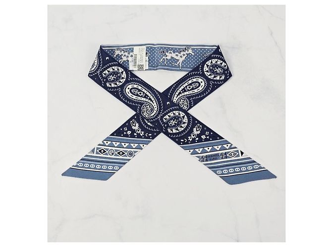 Hermès Twilly Seidentuch Blau - Ansicht 7