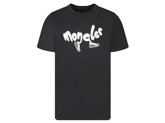 Moncler Logo Printed Short Sleeve T-Shirt Black - view 4