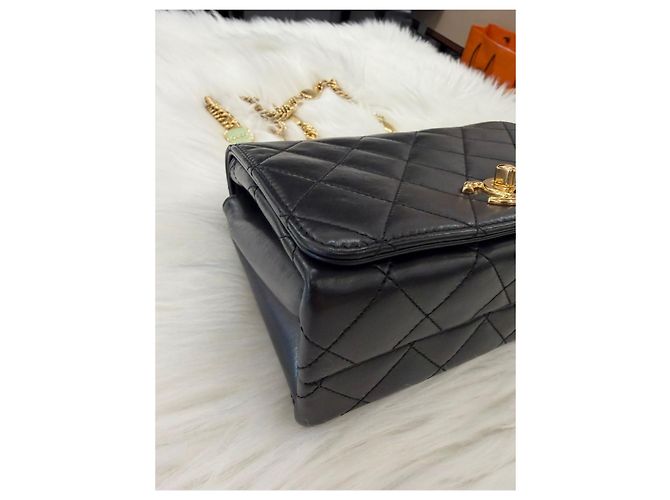 Chanel Bolsa mini de corrente em couro de cordeiro com aba acolchoada Multicor - vista 11