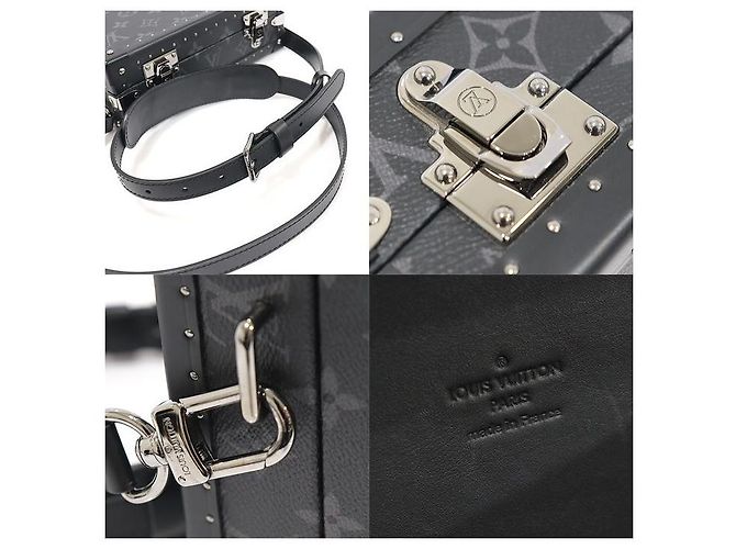 Louis Vuitton Monogram Eclipse Canvas Trunk Clutch Box Shoulder Bag Brown - view 7