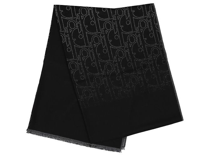 Dior Gravity Wool Silk Jacquard Scarf Black - view 3