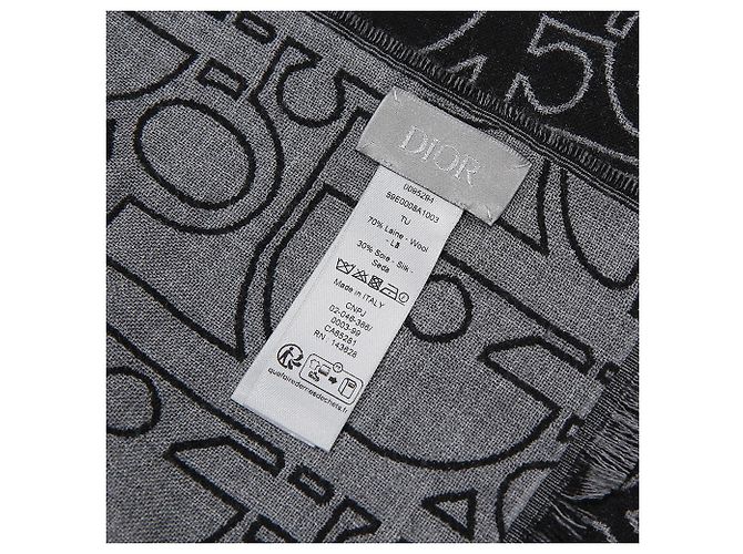 Dior Gravity Wool Silk Jacquard Scarf Black - view 4