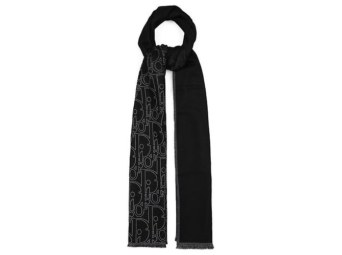 Dior Gravity Wool Silk Jacquard Scarf Black - view 5