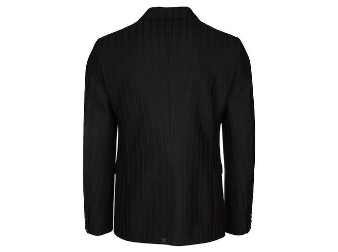 Céline Jacket in Striped Wool Gabardine Black - view 5