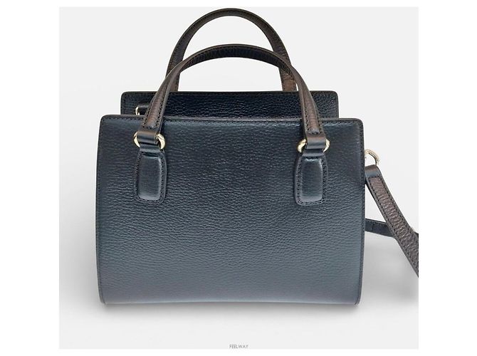Gucci Small Leather Top Handle Tote Bag with Shoulder Bag Nero - vista 2