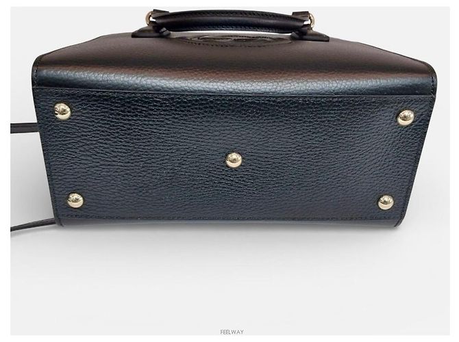 Gucci Small Leather Top Handle Tote Bag with Shoulder Bag Nero - vista 4