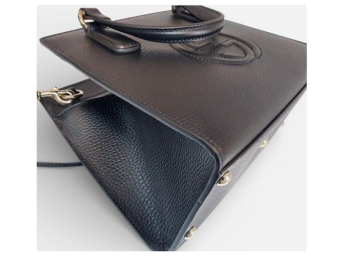 Gucci Small Leather Top Handle Tote Bag with Shoulder Bag Nero - vista 7