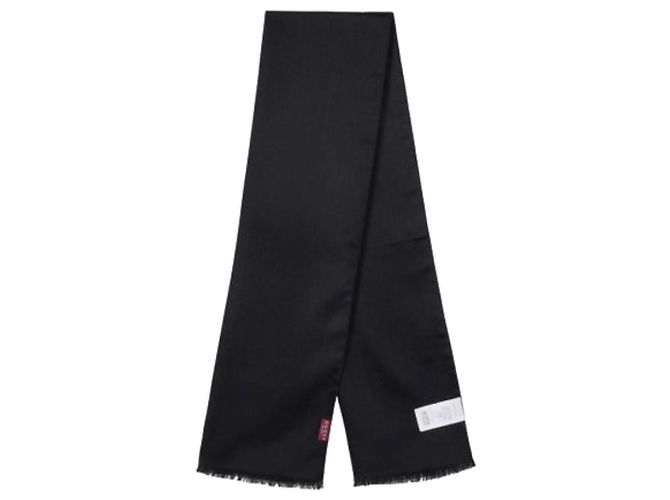 Gucci Sciarpa bicolore in lana e seta GG jacquard nera Nero - vista 7