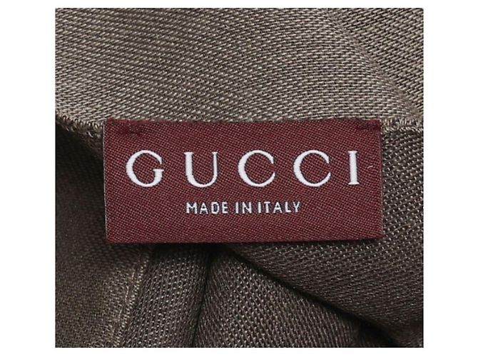 Gucci Sciarpa bicolore in lana e seta GG jacquard grigia Marrone - vista 13