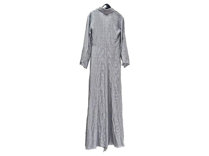 Chanel Vestido de seda a rayas Blanco - vista 4
