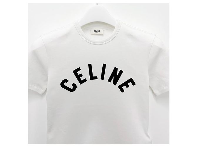 Céline Schwarzes T-Shirt mit Logo-Druck Weiß - Ansicht 11