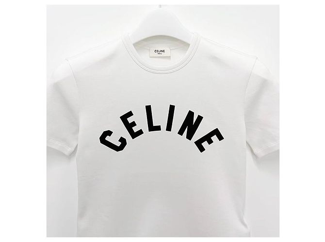 Céline Schwarzes T-Shirt mit Logo-Druck Weiß - Ansicht 3