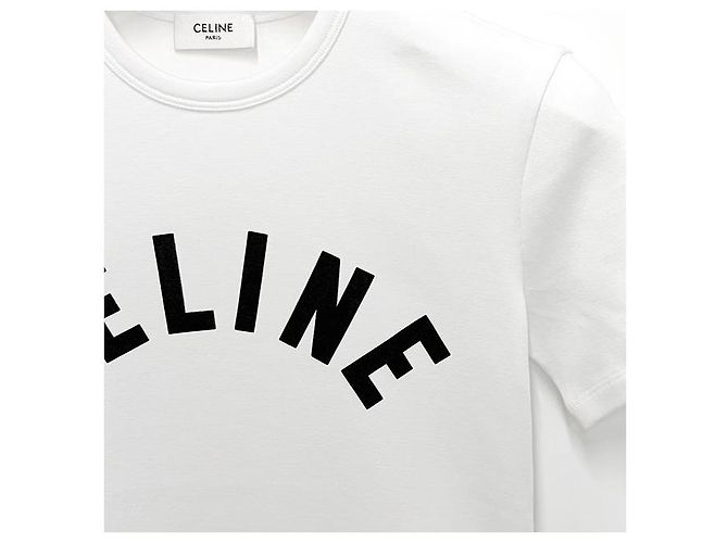 Céline Schwarzes T-Shirt mit Logo-Druck Weiß - Ansicht 4
