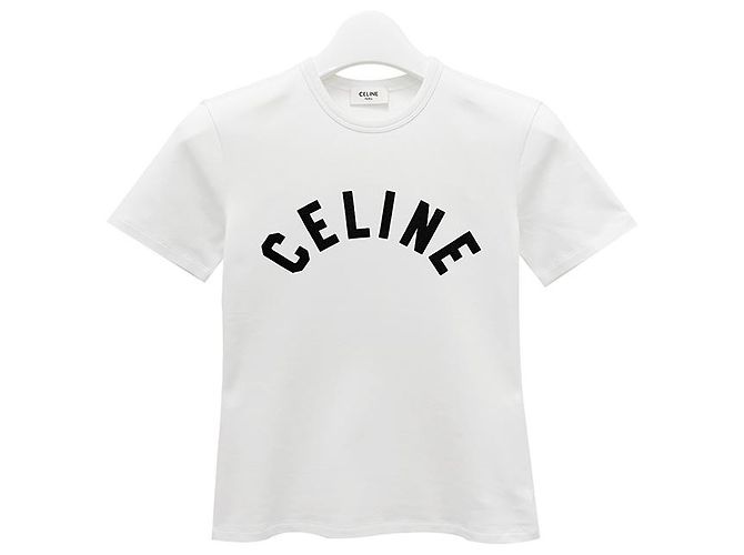 Céline Schwarzes T-Shirt mit Logo-Druck Weiß - Ansicht 9