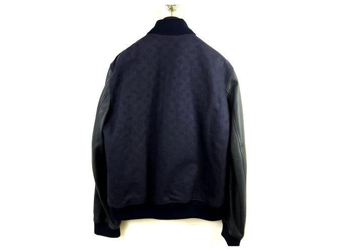 Louis Vuitton Leder-Denim-Blousonjacke mit Aquarell-Monogramm Schwarz - Ansicht 3