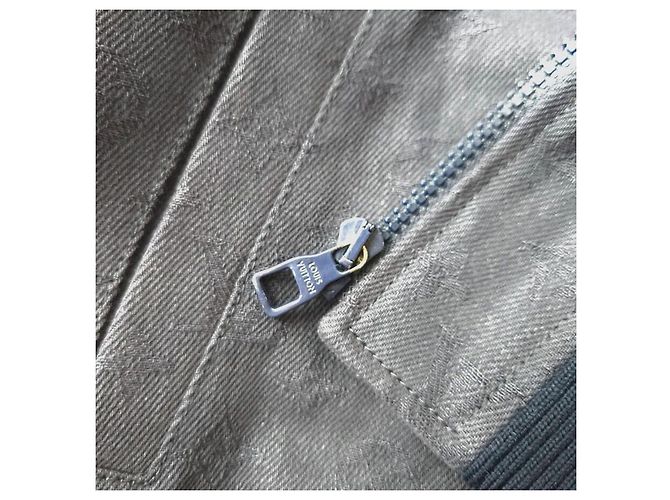 Louis Vuitton Leder-Denim-Blousonjacke mit Aquarell-Monogramm Schwarz - Ansicht 5