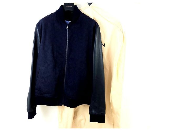 Louis Vuitton Leder-Denim-Blousonjacke mit Aquarell-Monogramm Schwarz - Ansicht 6