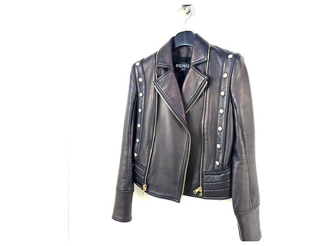 Balmain Lambskin Rider Leather Jacket - view 2